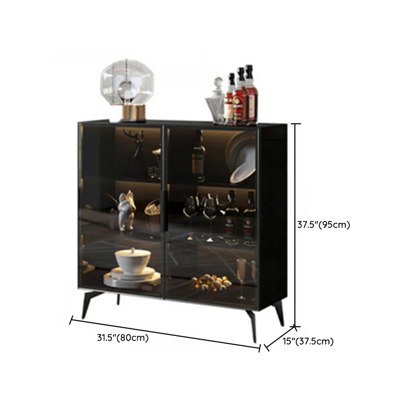 Coal Art Deco Sideboard with Locker, Standard/Narrow Size, Three Internal Shelves, and Glass Doors - image 14