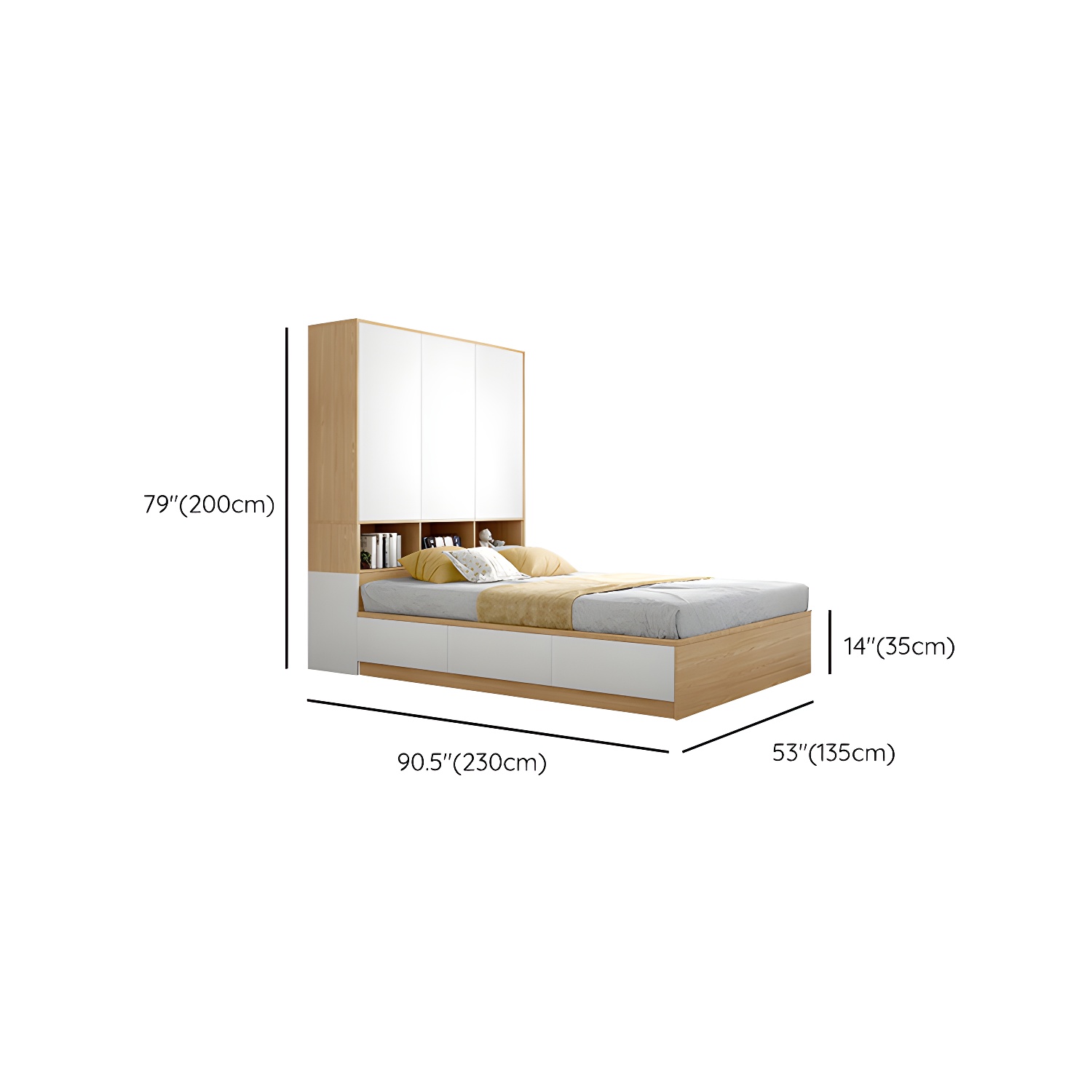 Modern Wood Platform Bed Frame Natural No Distressing Bookcase - image 15