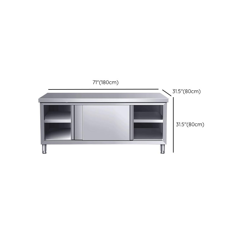 Silver Scullery Sink Cabinet with Reflecting Stainless Alloy Countertop, Self-supporting and Culinary Equipment Storage - image 16