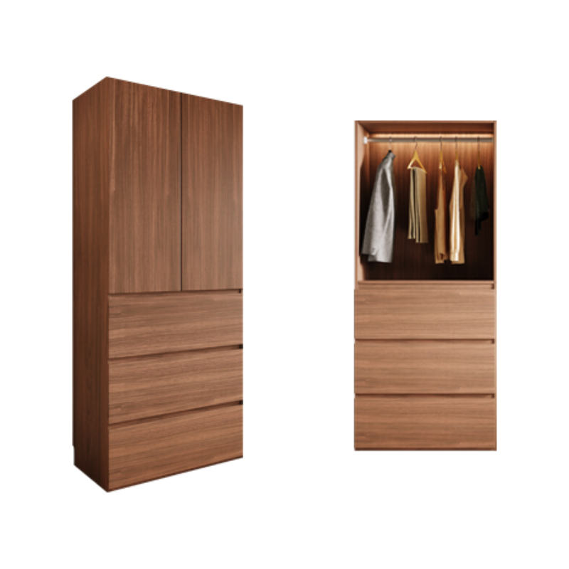 Acorn Minimalist Laminate Wardrobe Closet with 3-Drawer/6-Drawer, Soft Close Door, Interior Shelves, and Clothing Rod