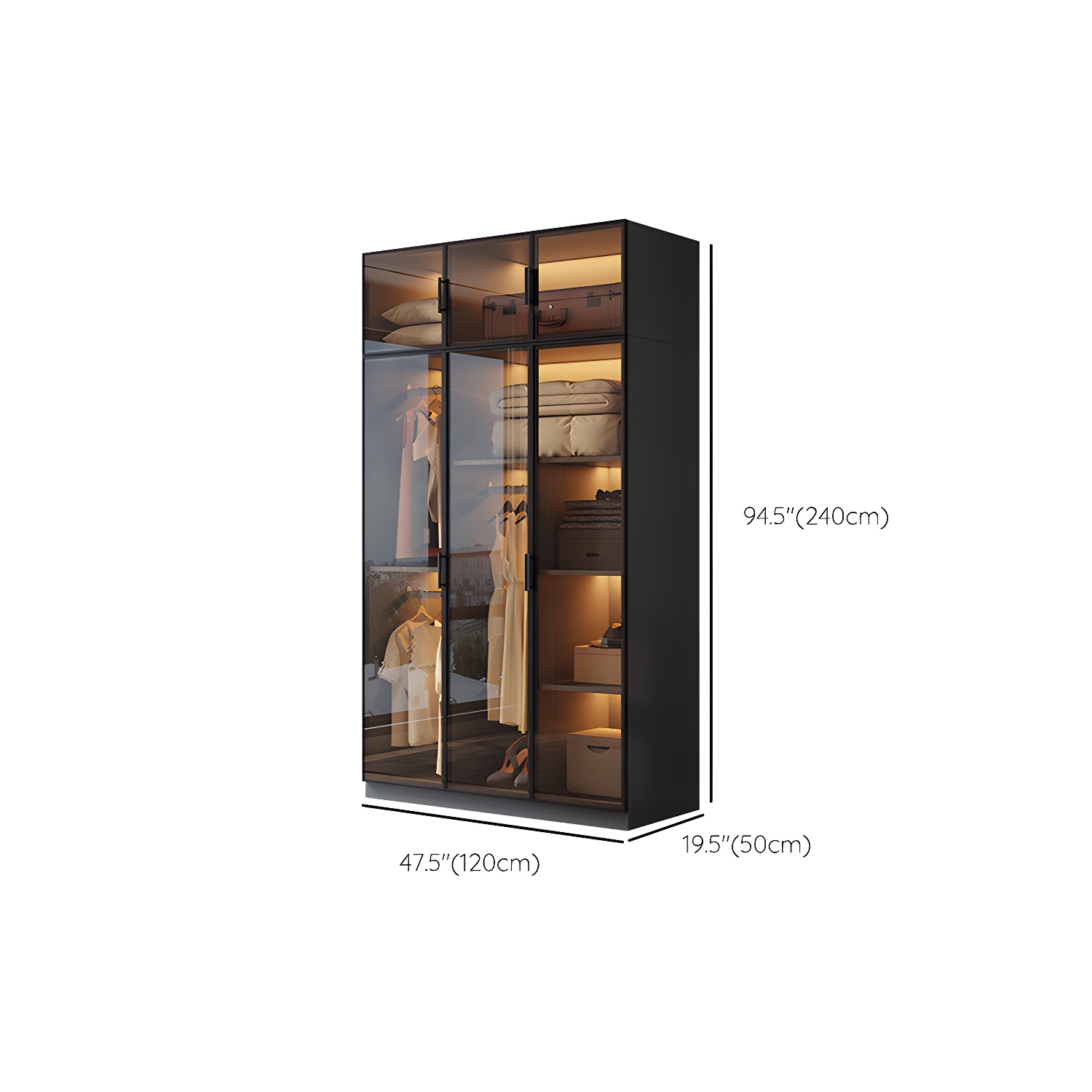 Freestanding Tempered Glass Wardrobe Modern Wardrobe with Garment Rod - image 17