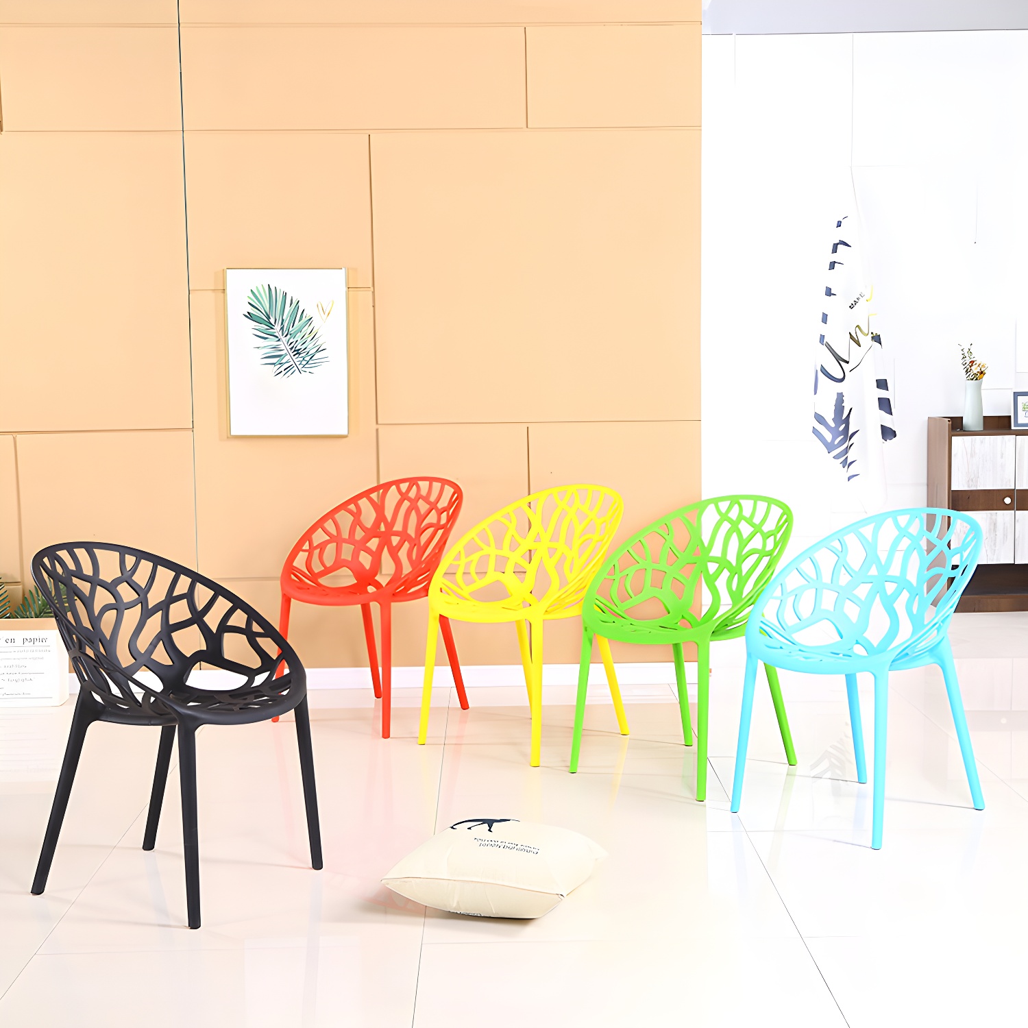 Contemporary Plastic Dining Room Chairs Armless Open Back Dining Side Chair for Restaurant - image 10