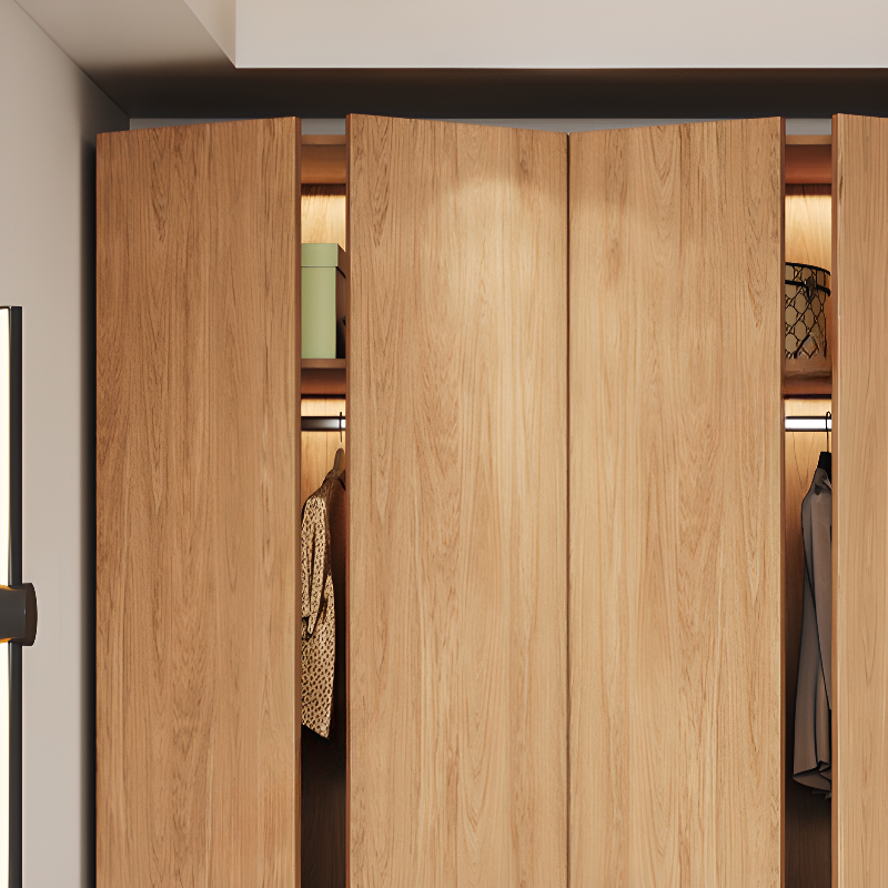 Wood Grain Minimalist Laminate Independent Wardrobe Closet with Soft Close Door, Interior Shelves, and Clothing Rod - image 5