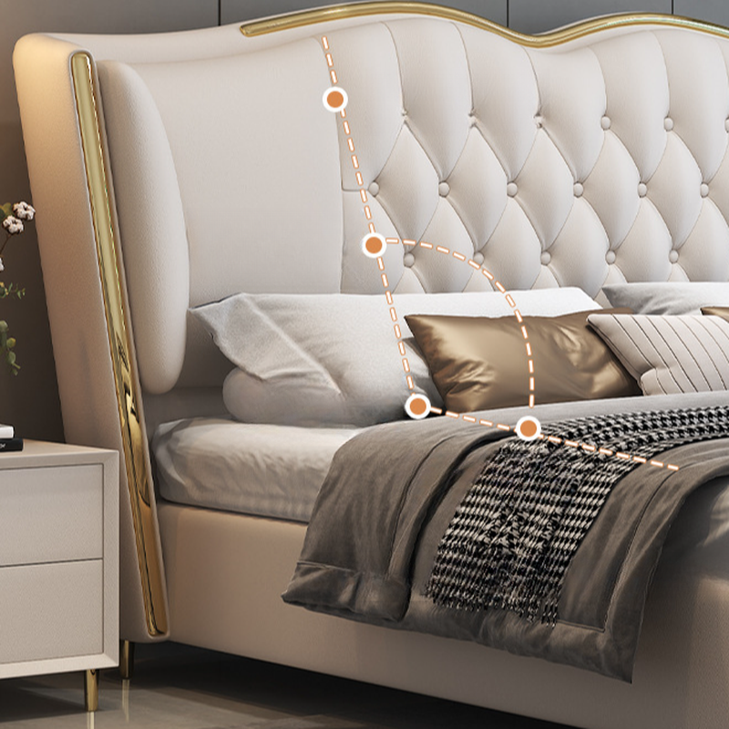 Beige Luxurious Solid Color Storage Bed/Platform Bed with Pine Wood Frame and Button-tufted Design for Living Room - image 7