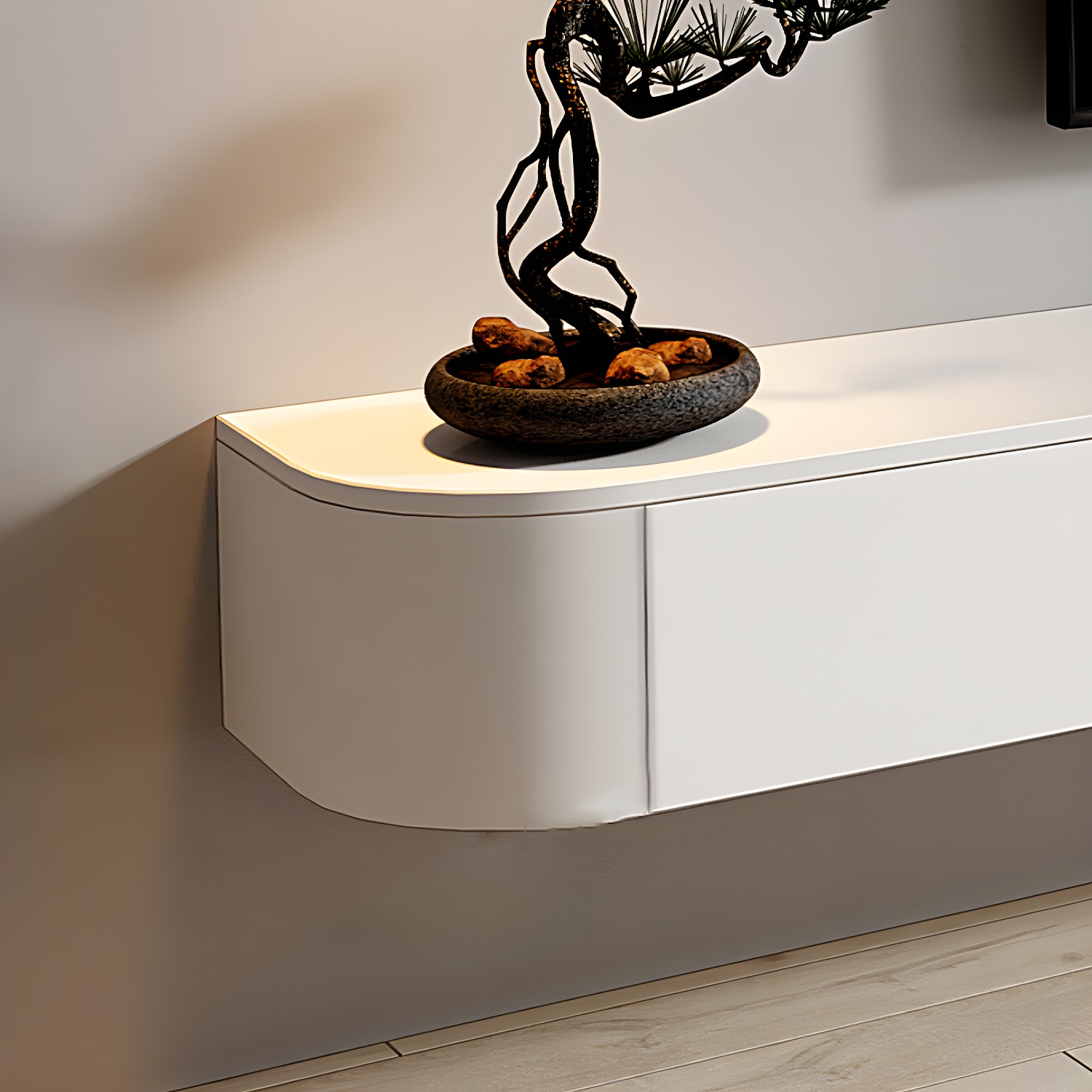 Modern White TV Media Stand Floating TV Stand Console with Drawers for Living Room - image 7