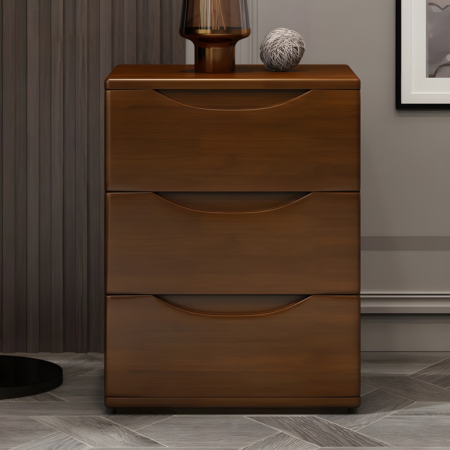 3 Drawers Contemporary Accent Table Nightstand Antique Finish Nightstand - image 4