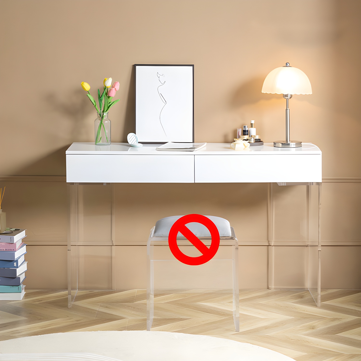 Contemporary Acrylic Vanity Desk 2-Drawer Vanity Dressing Table - image 3