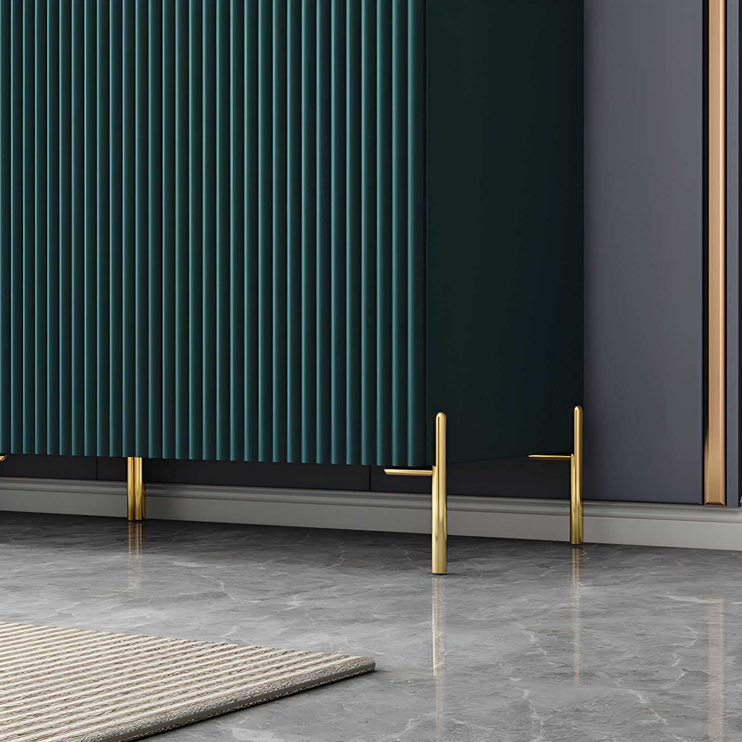 Modern Wardrobe Cabinet Engineered Wood with Garment Rod in Green/Blue/White/Grey - image 10