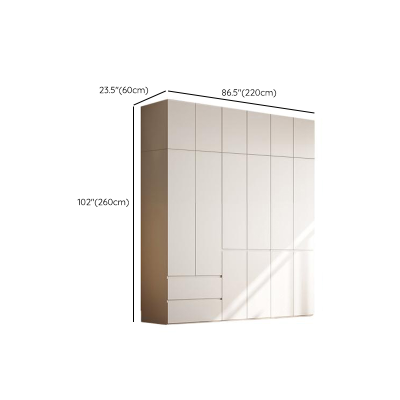 Chalk Modern Natural Wood Standalone Almirah with Soft Close Drawer, Interior Shelves, and Hanging Rod - image 23