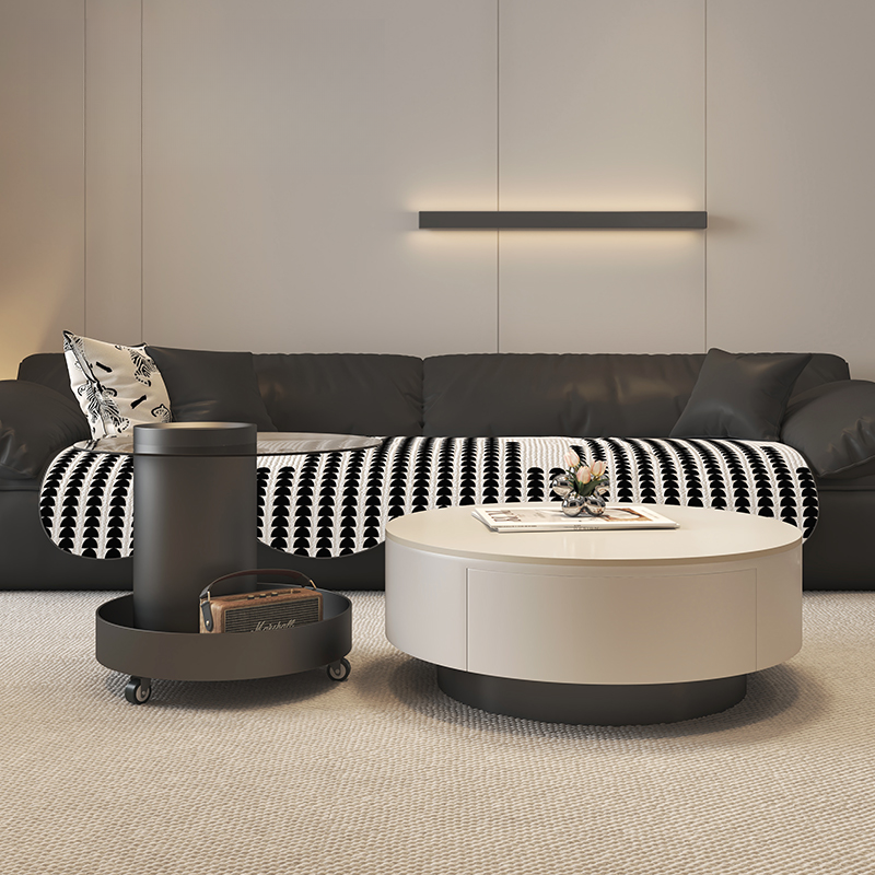 Rounded Coffee Table with 2 Drawers for Indoor Use in a Modern Style - image 4