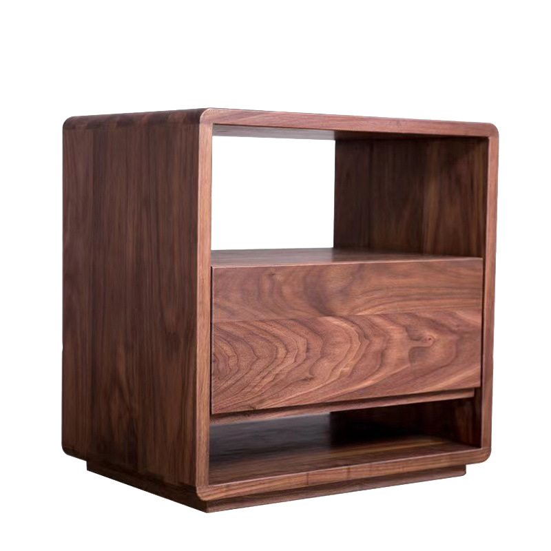 Solid Wood Open Shelf Nightstand with 1 Drawer in a Modish Style - image 6