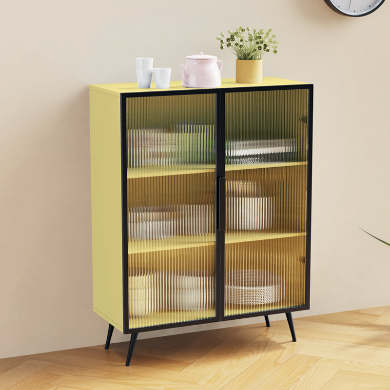 Contemporary Metal Floor-mounted Sideboard with Vertical Glass Doors - image 8