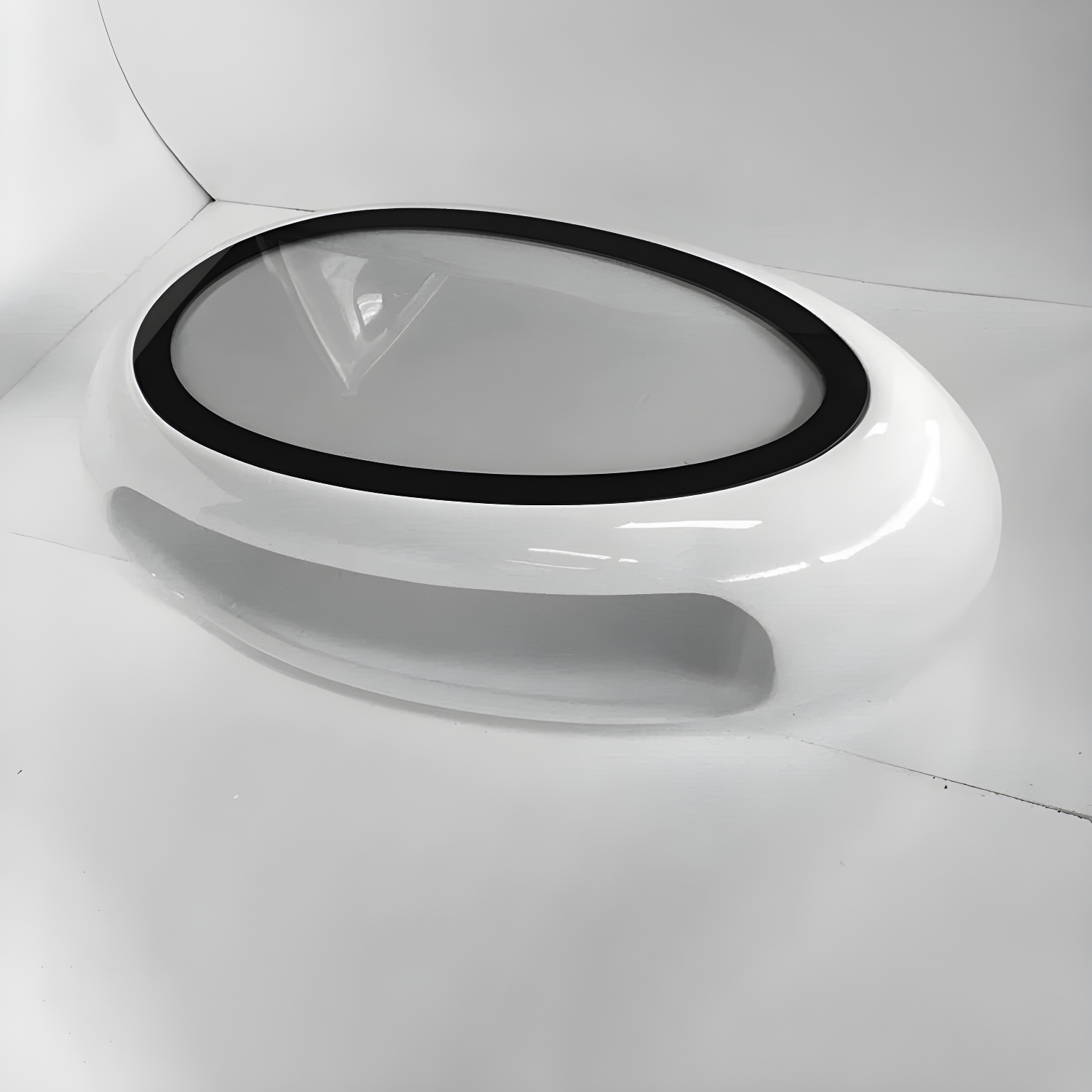 Modern Oval Coffee Table with Storage Shelf and Plastic Pedestal Base - image 13