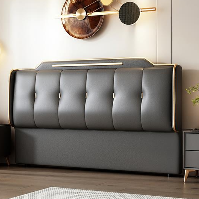 Art Deco Style Panel Headboard in Pine Wood with No Distressing, Rectangle Shape for Queen/Full/Twin XL Bed, Featuring Sponge Upholstery and Standard Height