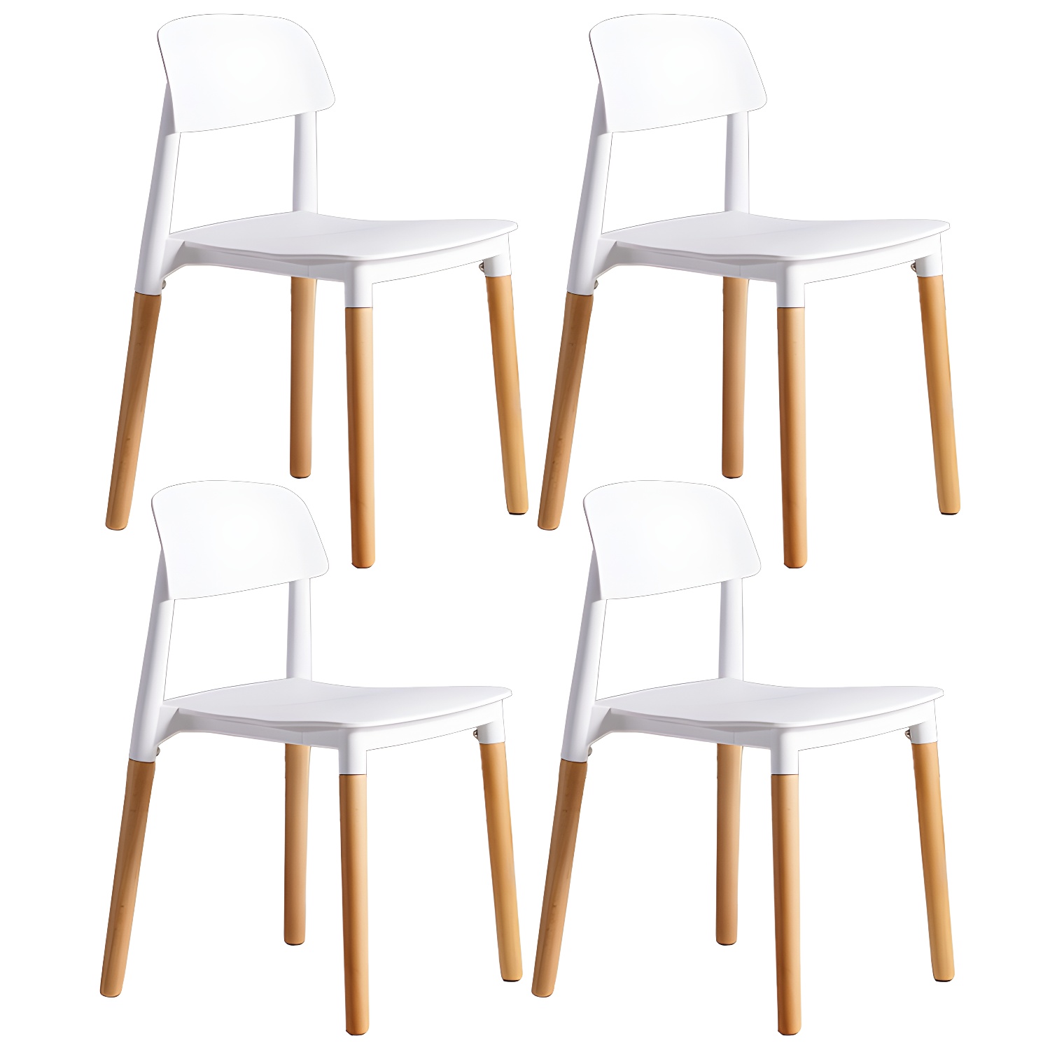 Scandinavian Home Side Chair Open Back Wood Legs Dining Room Chair Set - image 7
