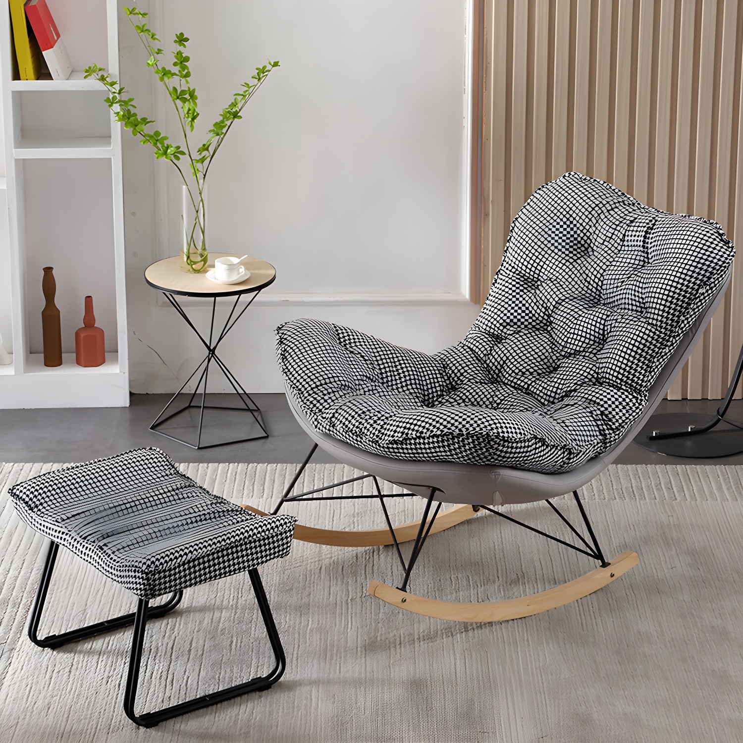 Contemporary Rocking Chair Upholstered Tufted Cushions with Light Legs Glider - image 7