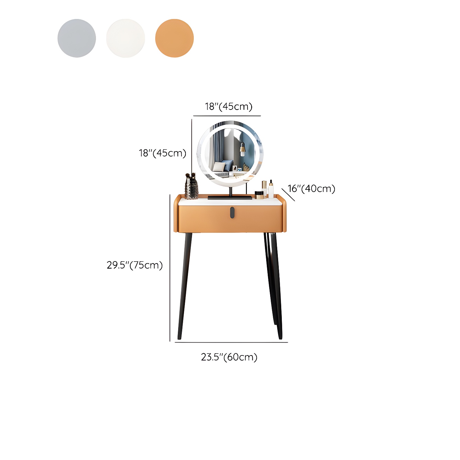 Contemporary Vanity Dressing Table Set with Mirror and Stool - image 16