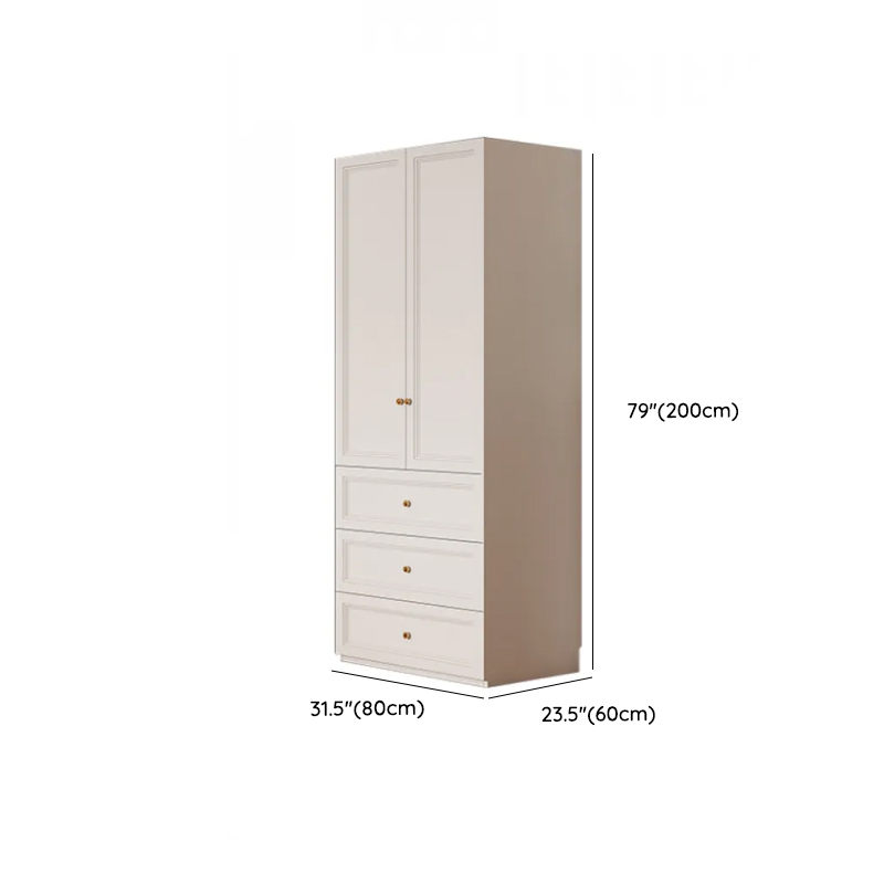 White Minimalist Manufactured Wood Wardrobe Closet with Soft Close Drawer, Interior Shelves, and Clothing Rod - image 12