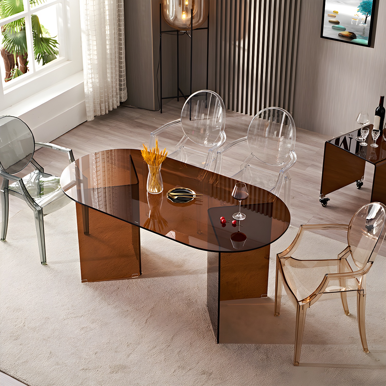 Modern Tempered Glass Dining Table Glass Base for Dining Room - image 5