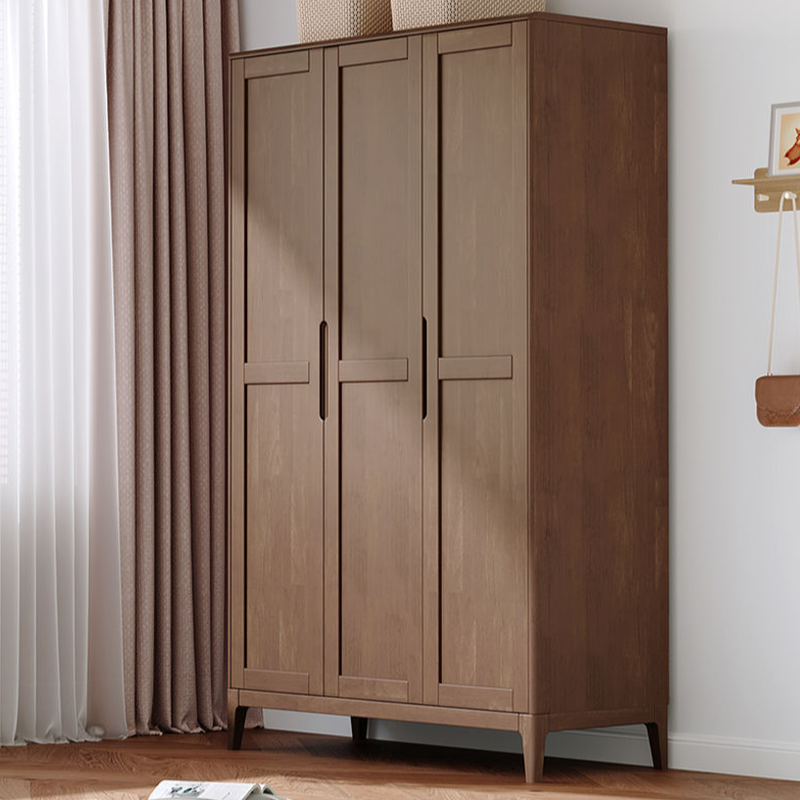 Minimalist Wooden Independent Wardrobe Closet with Compartments, Interior Shelves, Clothing Rod, and Gate