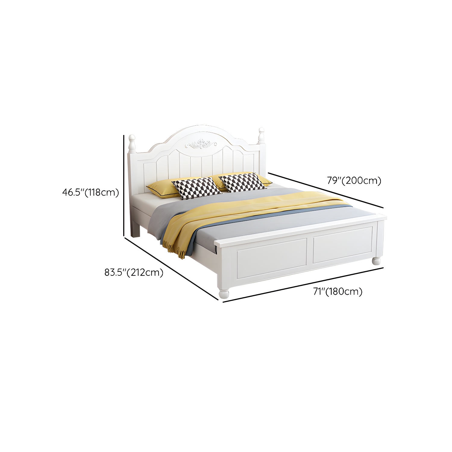 Modern Solid Color Wooden Freestanding Bed Frame with Headboard - image 13