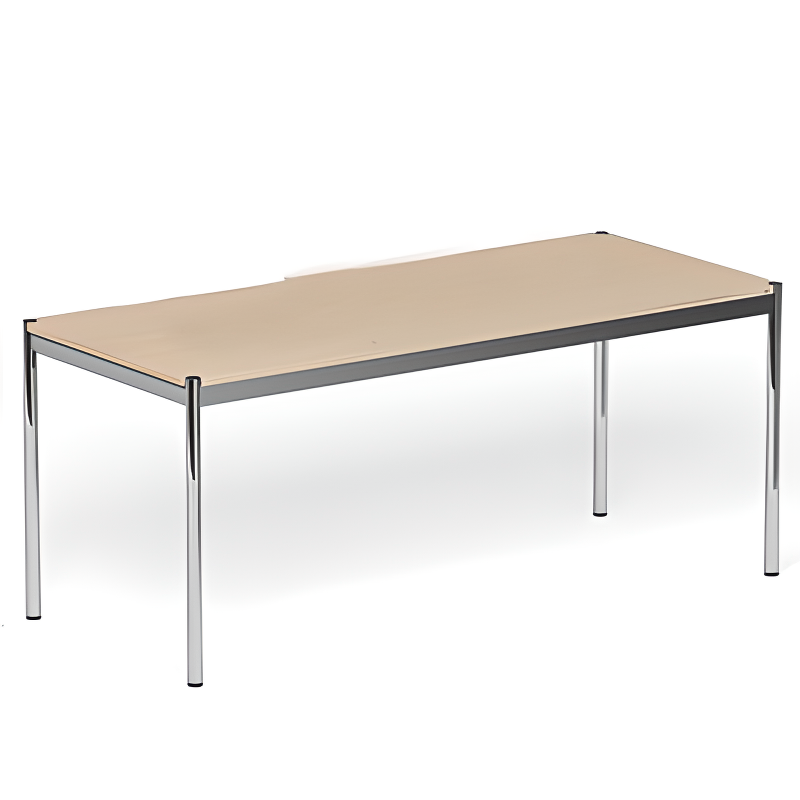 Fixed Table Standard Height Rectangular Dining Table for 8/4 People/6 People with Stainless Steel Legs and a Top in Engineered Wood in a Modern Simple Style