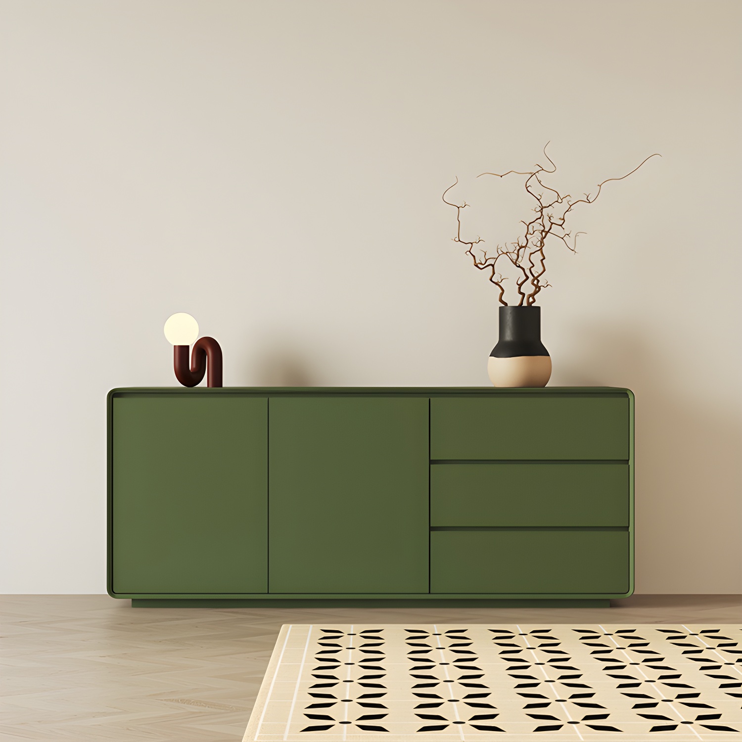 Wood Sideboard with 2 Doors and 3 Drawers, Overall Dimensions 40cmW x 80cmH - image 15