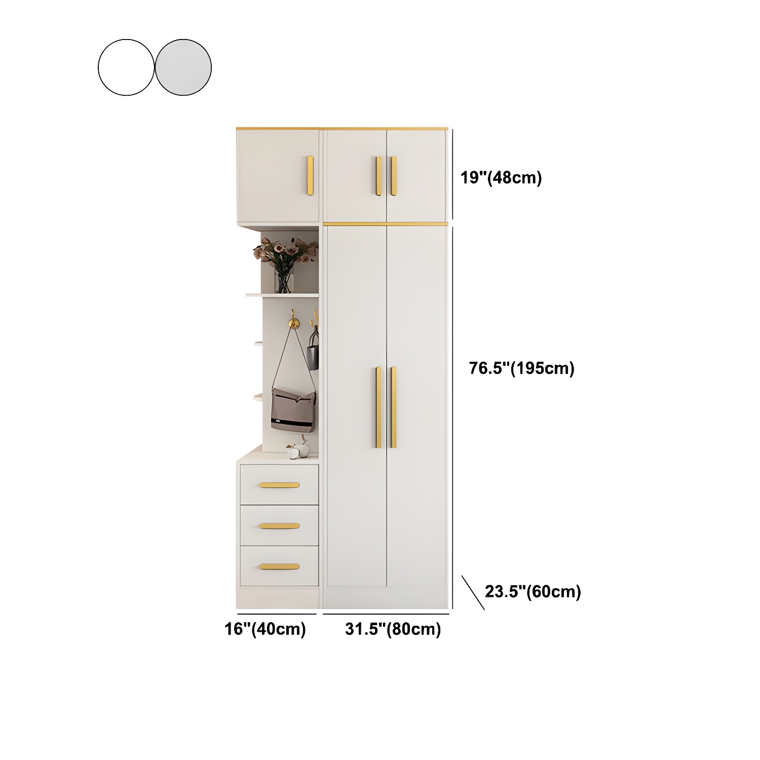 Contemporary Style Wardrobe Wooden Wardrobe Closet with Drawer - image 29