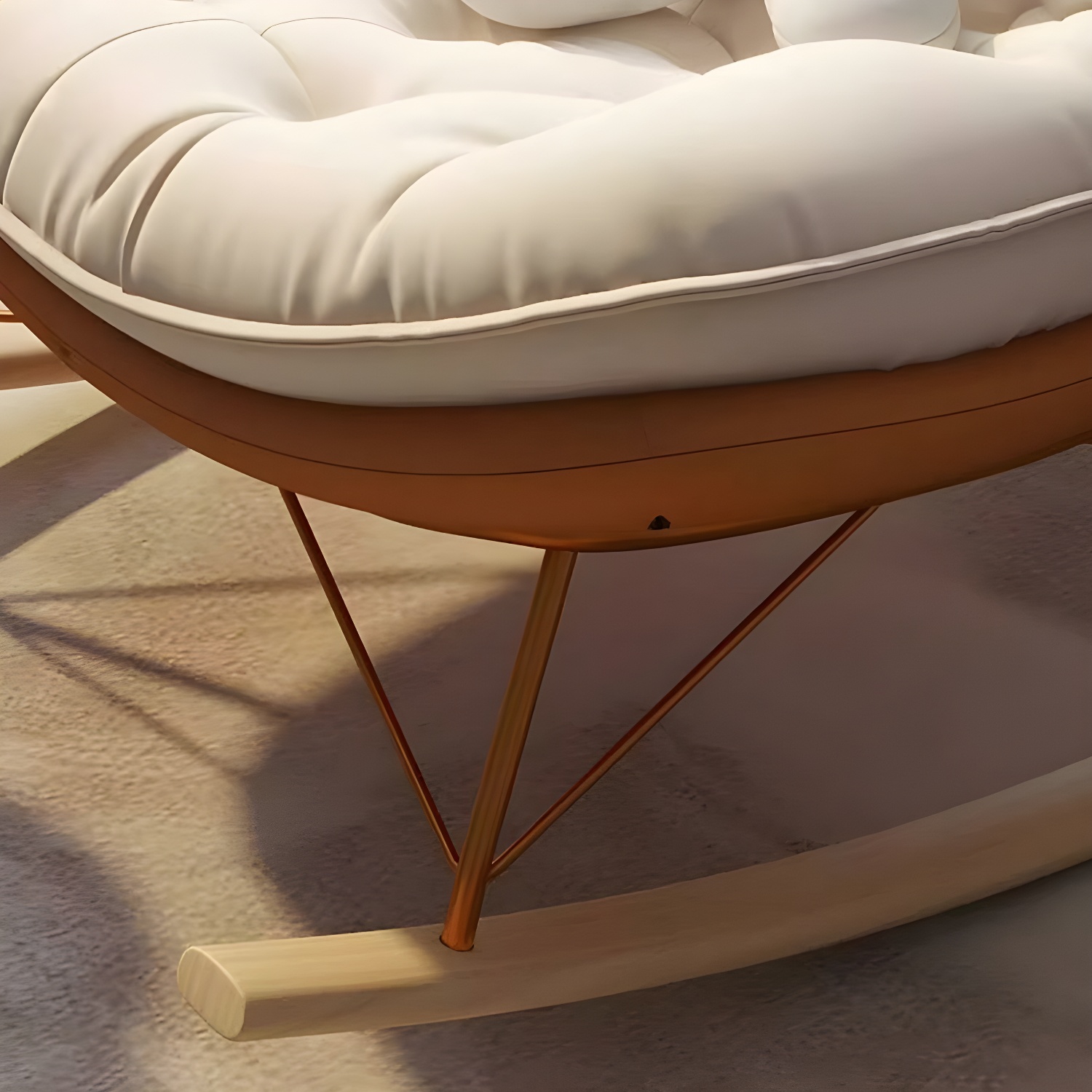 Contemporary Rocking Chair with Spindle Back, Tufted Upholstered and Wood Legs - image 10