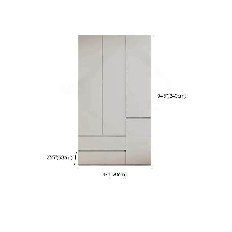 Cream Trendy Reclaimed Wood Wardrobe Armoire with Soft Close Drawer, Soft Close Door, Interior Shelves, and Clothing Rod - image 50