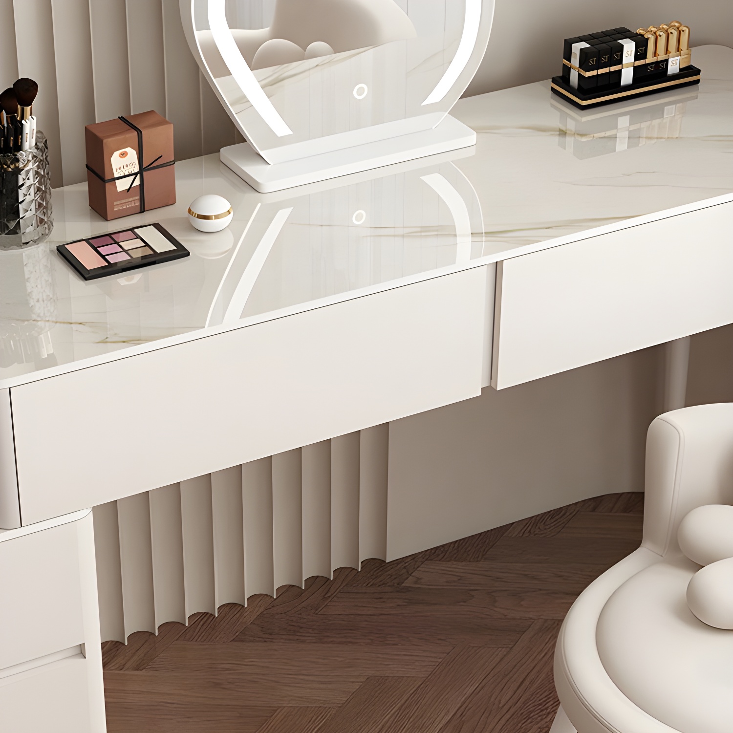 Modern Wood Makeup Vanity with Soft Close Drawer Glides & 2 Drawers - image 8