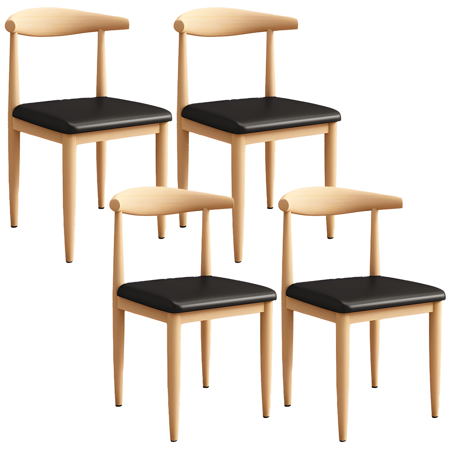 Modern Kitchen Dining Chairs Open Back Dining Chair with Metal Base