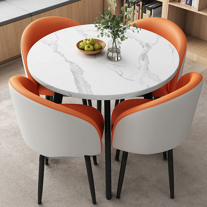 Circular Manufactured Wood Dining Table Set with Upholstered Back, Padded Chair, Arms, Seats 4 - image 14