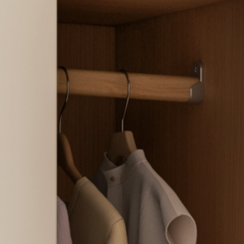 Wood Grain Minimalist Manufactured Wood Wardrobe Closet with Soft Close Drawer, Soft Close Door, Interior Shelves, and Clothing Rod - image 5