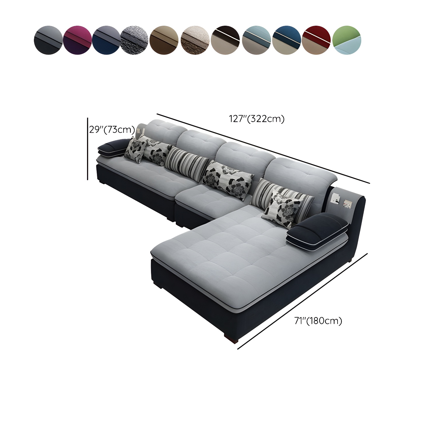 Modern Wood Frame L-Shaped Stationary Sofa Chaise with Adjustable Headrest and Storage Included - image 18