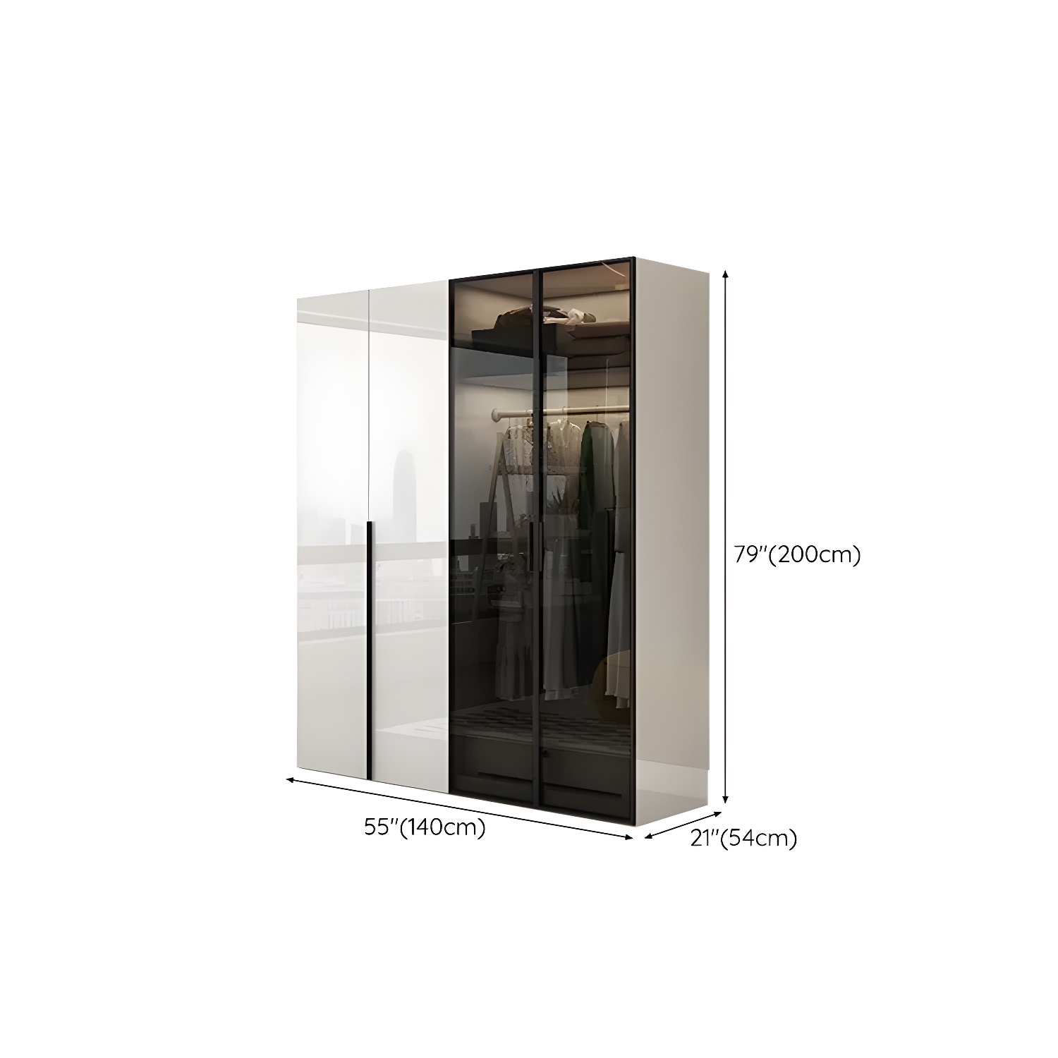 Sleek White Wood Wardrobe Armoire with Soft Close Drawers and Shelves - image 11