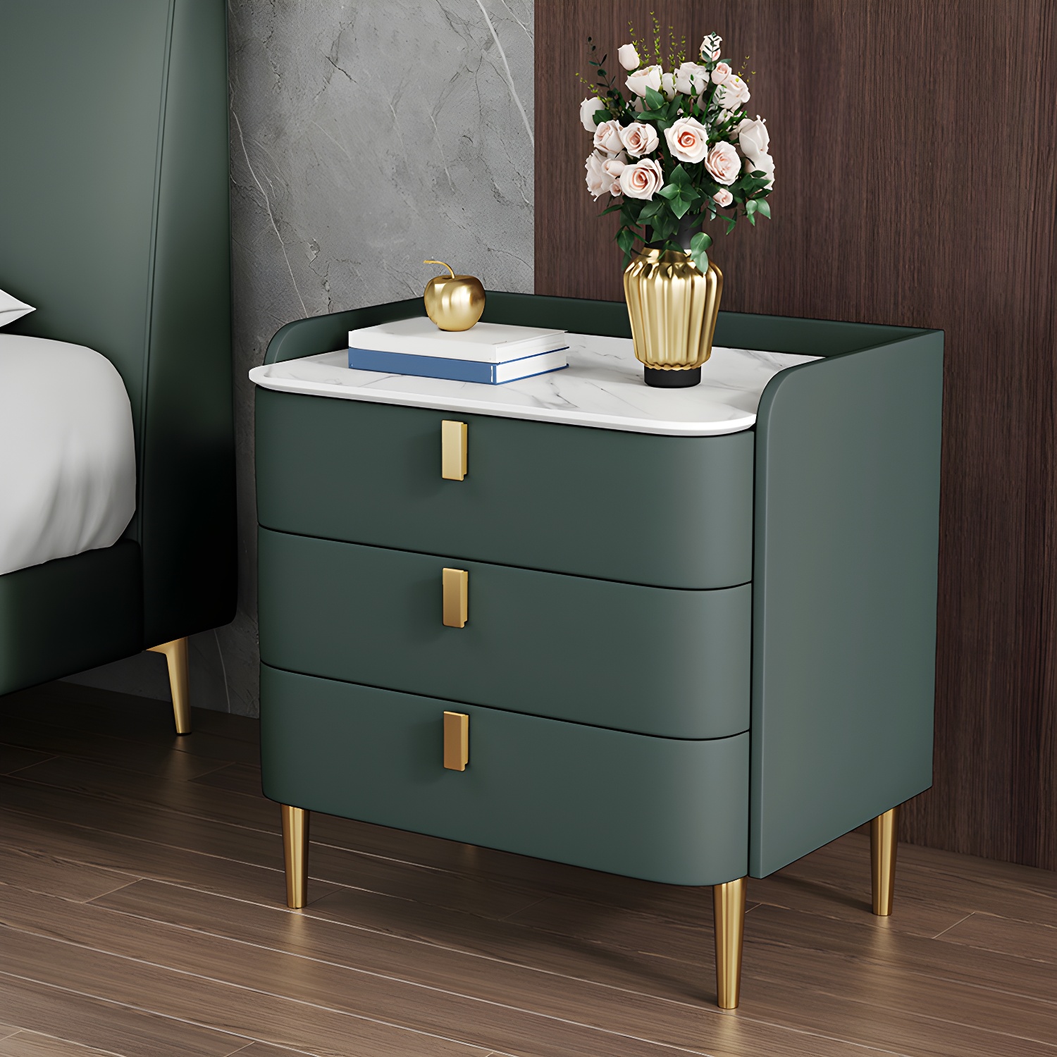 Contemporary Drawer Storage Bed Nightstand Wooden Night Table for Bedroom - image 4