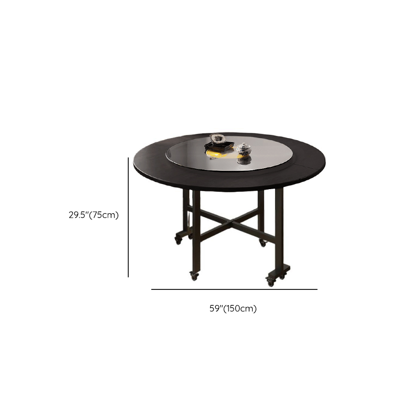 Contemporary Circular-shaped Dining Table with Timber Top in Brown, Extendable Feature - image 19
