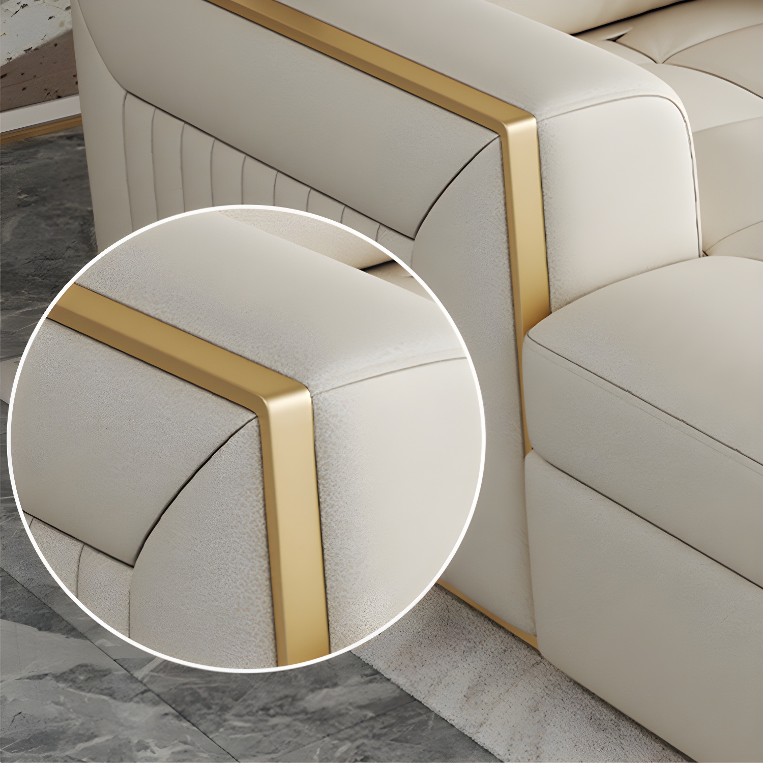 White Modern Sofa Bed with Storage USB Charging Convertible Sectional - image 7