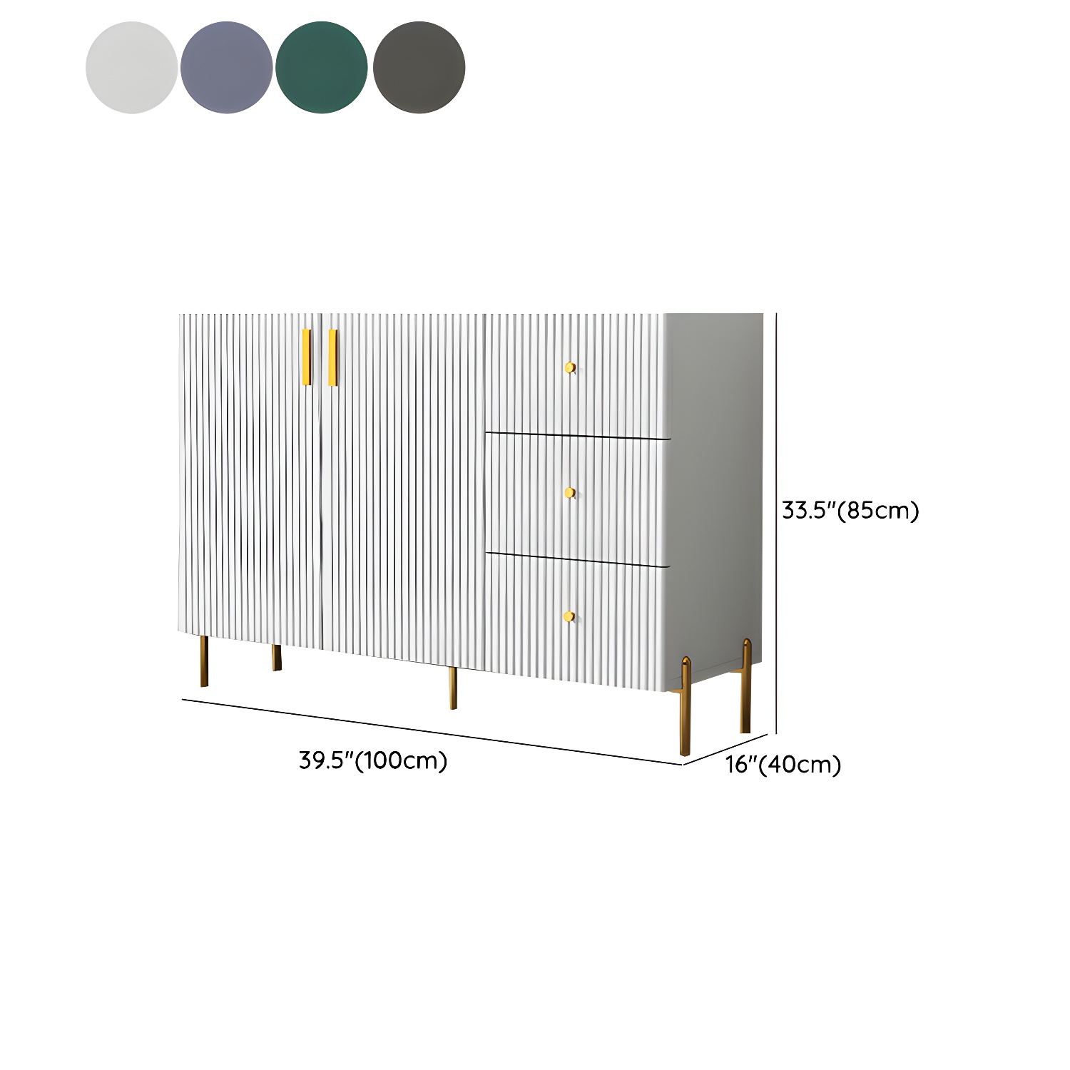 Living Room Glam Faux Wood Sideboard with Shelves and 3 Drawers - image 19