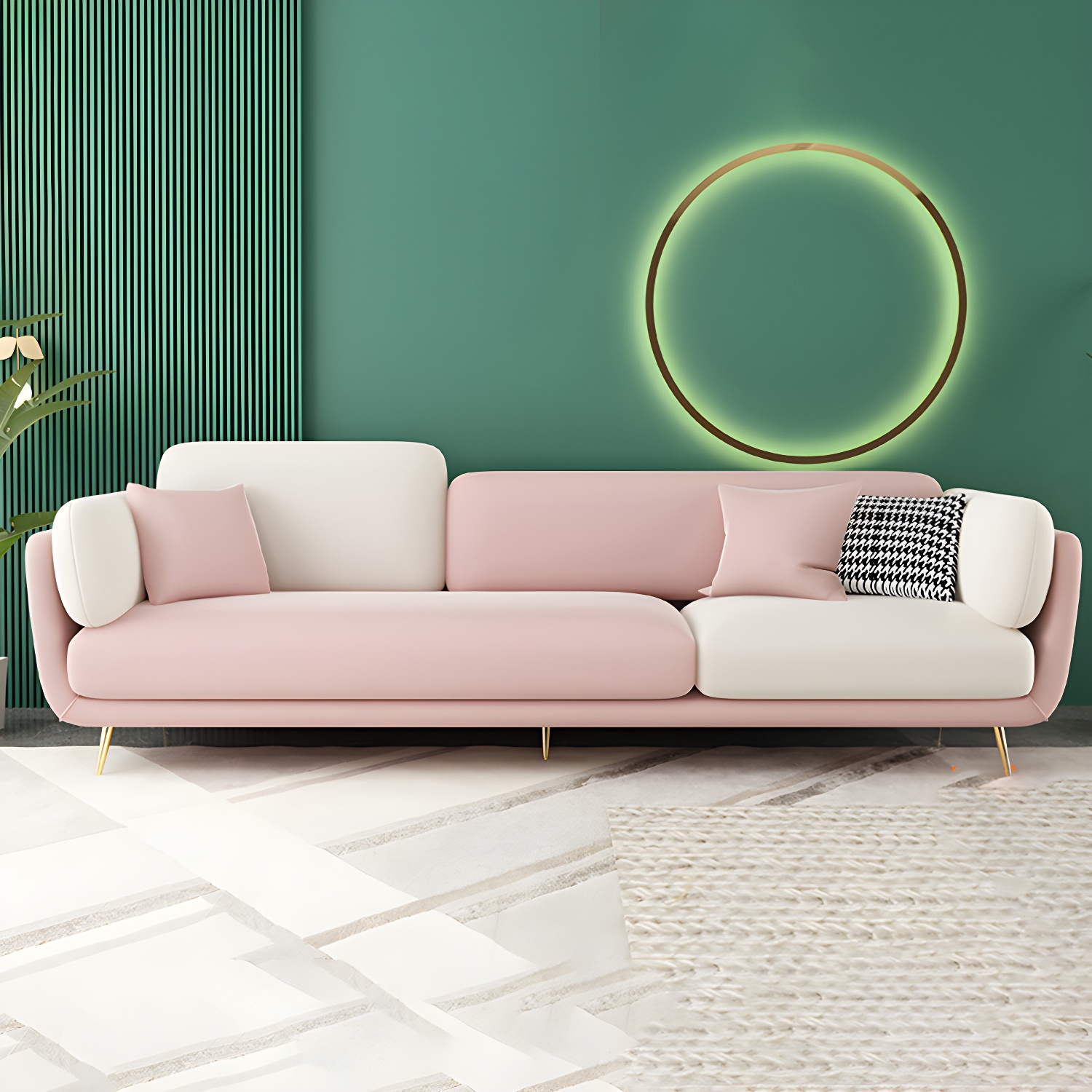 36" High Modern Velvet Square Arm Sofa with 2 Pillows Standard Sofa for Living Room - image 4