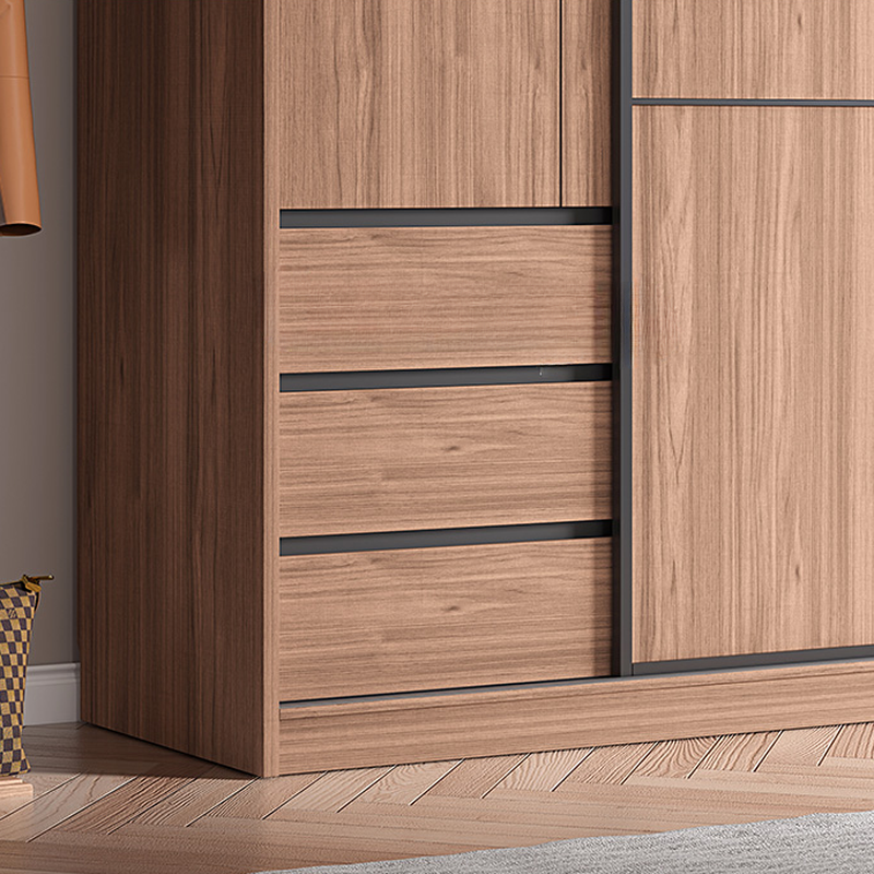 Modern Simple Style Sand Manufactured Wood Self-supporting Wardrobe with Soft Close Drawer, Interior Shelves & Soft Close Door - image 6