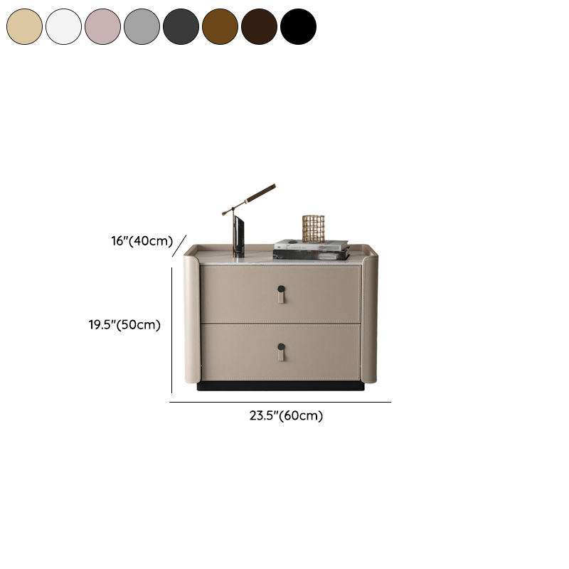 Modish 2 Tiers Drawer Storage Bedside Table with Stone Countertop - image 18
