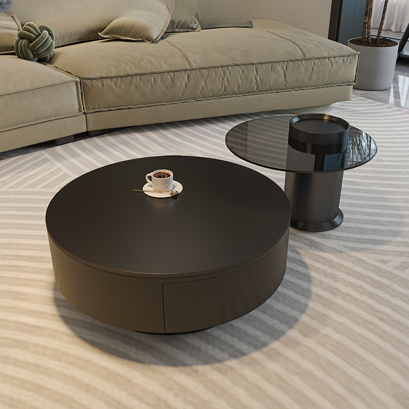 Double Nesting/Single Accent Table Set with Rounded Top and 2 Drawers