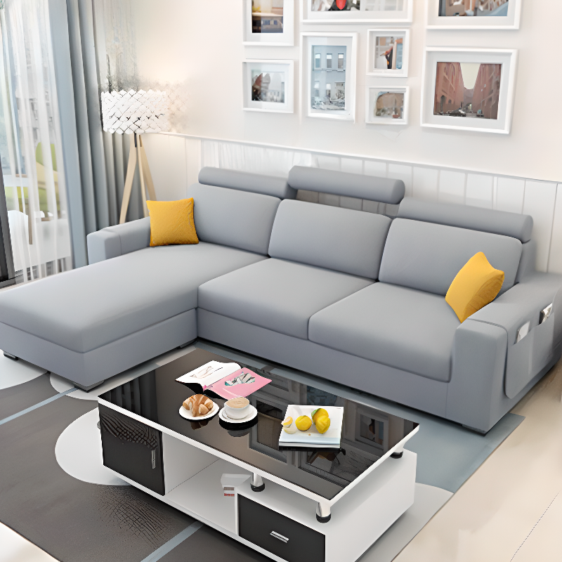 L-Shape Corner Sectional in Lavender/Olive Green/Beige with Left Hand Facing/Right Orientation - image 6