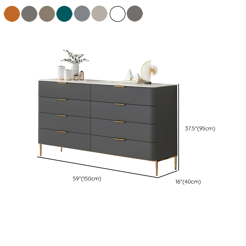 Modern Faux Leather Double Dresser with Solid Wood and Gold Accent Handles - image 16
