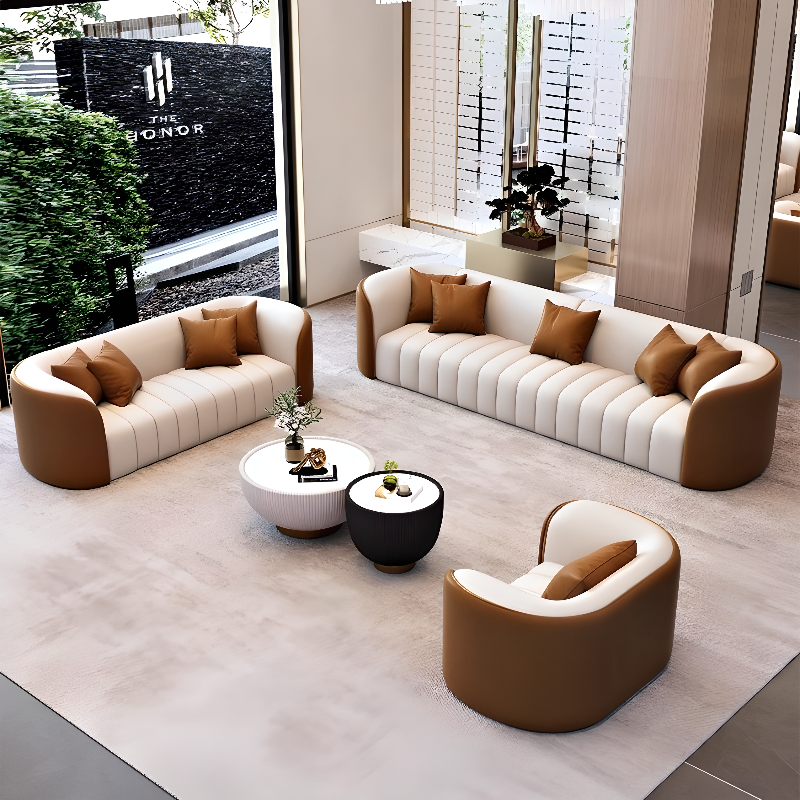 Trendy Grey/Ivory Solid Color 3-seater/for 2/1 Person Floor Sofa/Loveseat/Single Sofa with Tuxedo Arm for Sitting Room - image 6
