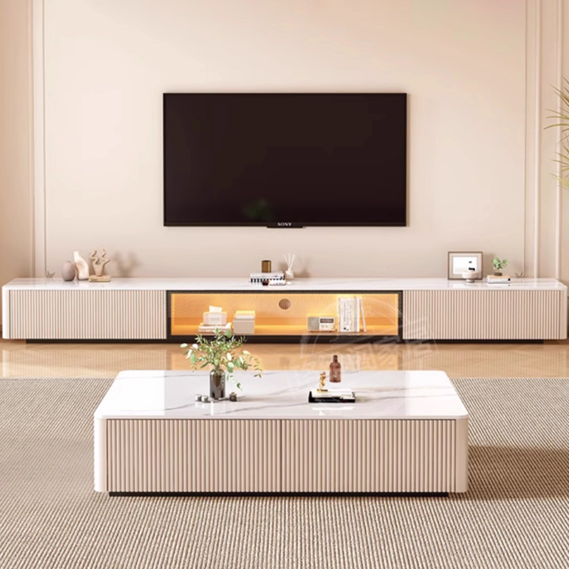 Modish Sintered Stone TV Stand with 2-Drawer, Cabinet & Cable Management Living Room - image 5
