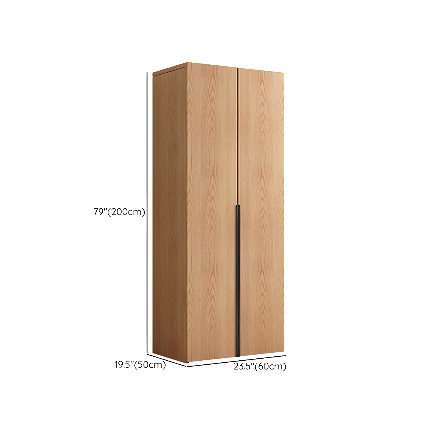 Contemporary Freestanding Natural Wardrobe Oak Solid Wood Wardrobe with Shelves - image 12