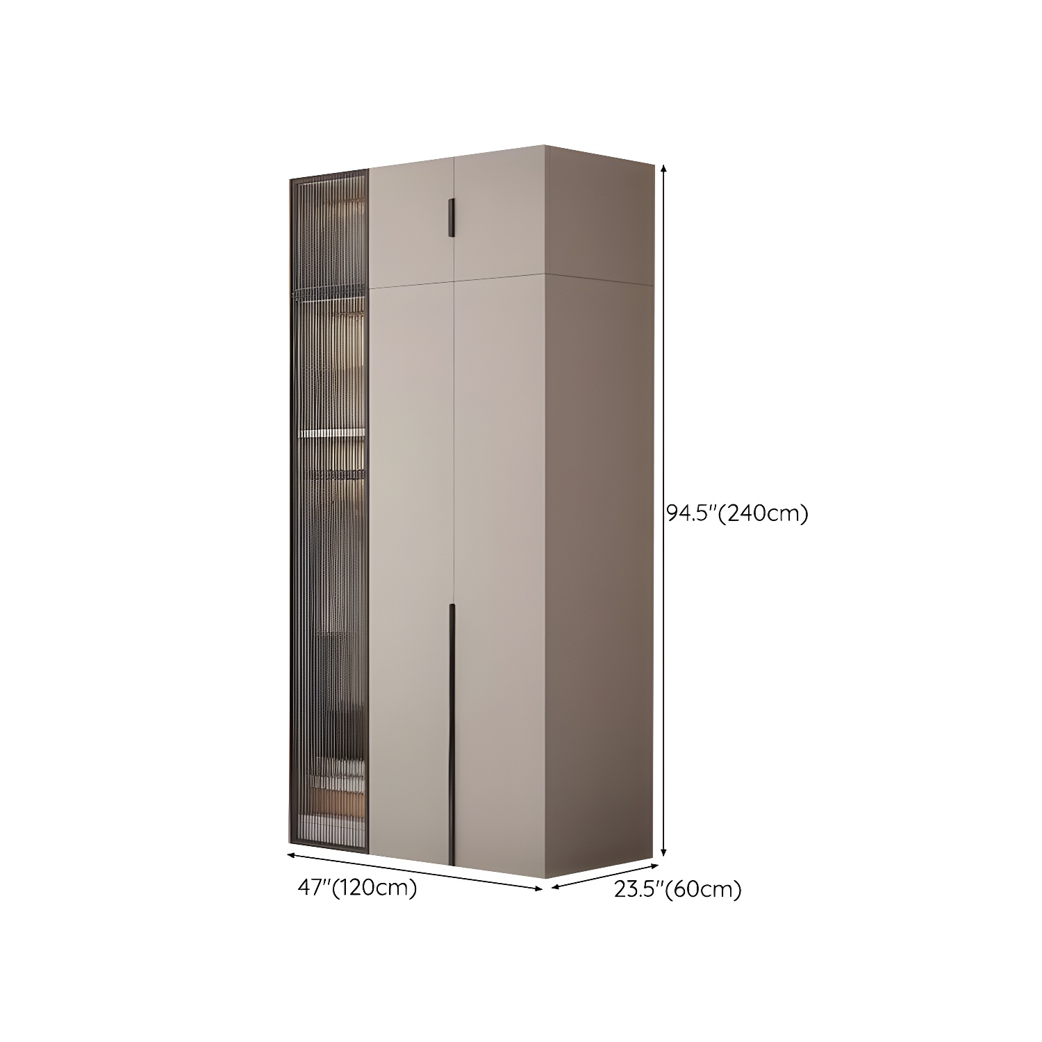 Modern Grey Wardrobe Armoire with Clothing Rod & Adjustable Shelves - image 20